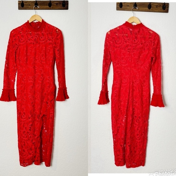 Alexis Fala Dress in Red Lace - Picture 2 of 8